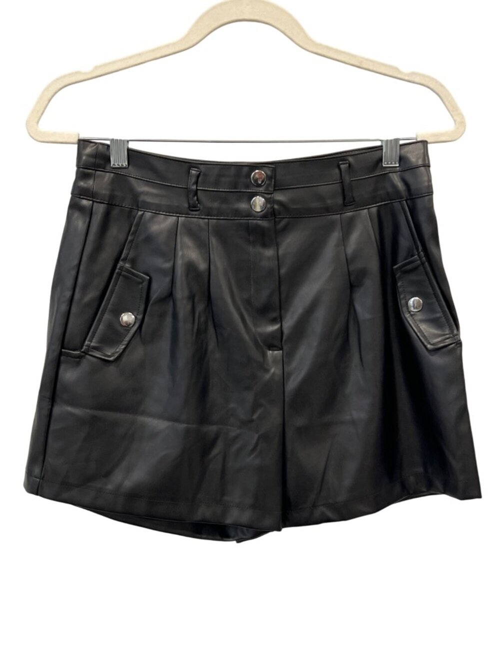 Love Tree Shorts Medium High Waisted Faux Leather Black Moto Biker Grunge NEW